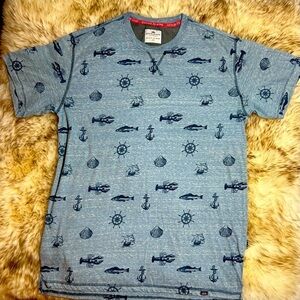 Men’s XL Crewneck Shirt Blue Nautical Lobster Fish Anchor Boat by DITCH PLAINS